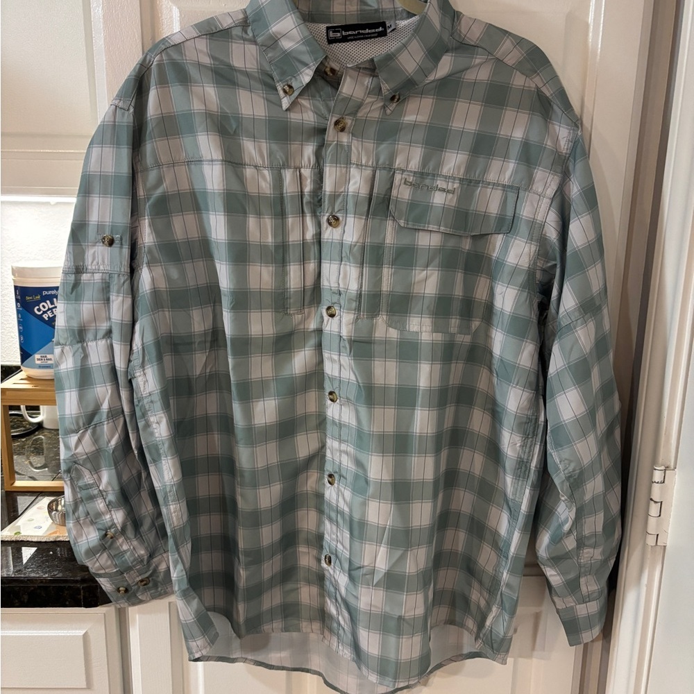 Banded Men's Plaid Button-Down Shirt - Green and White